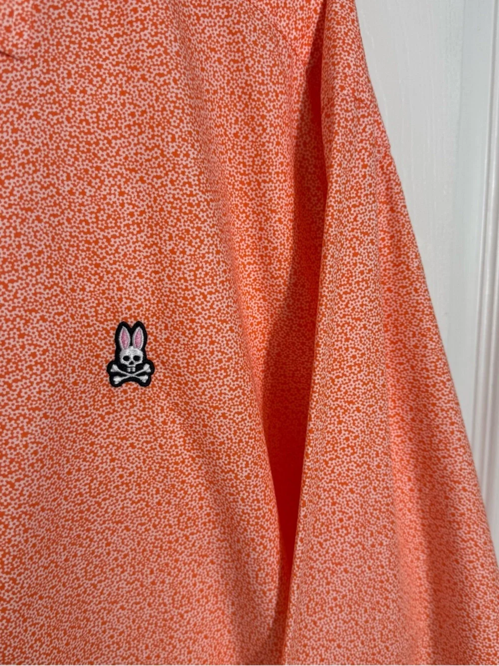 Psycho Bunny Button Down Shirt 2XL Orange Floral Print Lightweight - Picture 8 of 9